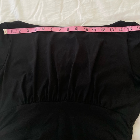 Susana Monaco Black Deep V-Neck Side Ruched Top in Black -SZ Medium - Picture 13 of 15